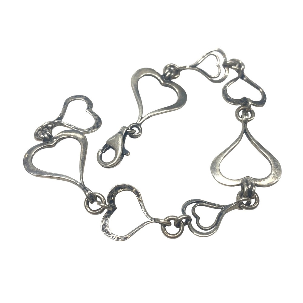 Heart Outline Vintage Sterling Silver Bracelet*9.9g*925*Starter Charm‎ Bracelet